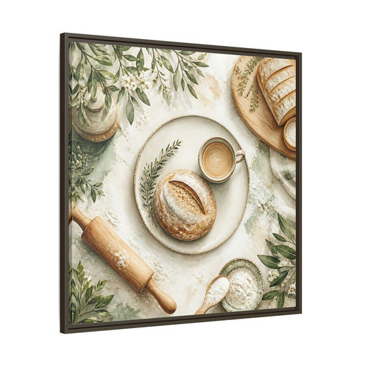 Main Mockup. Nature Rustic Bread Green And Brown shown as stretched canvas wall art