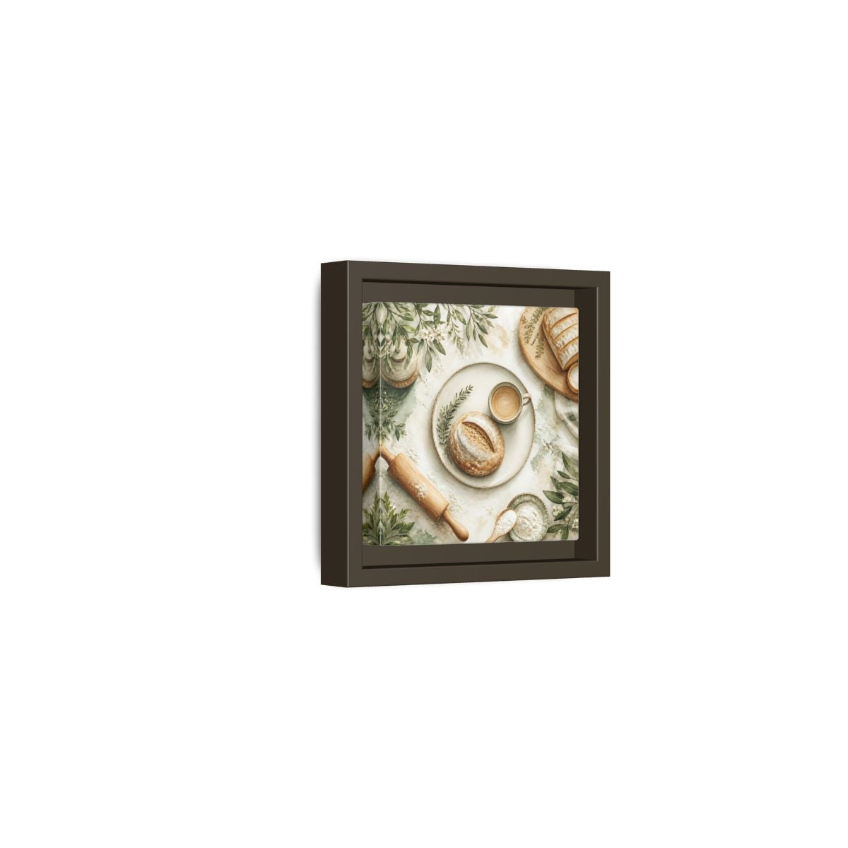 Side Mockup 23. Nature Rustic Bread Green And Brown shown as stretched canvas wall art