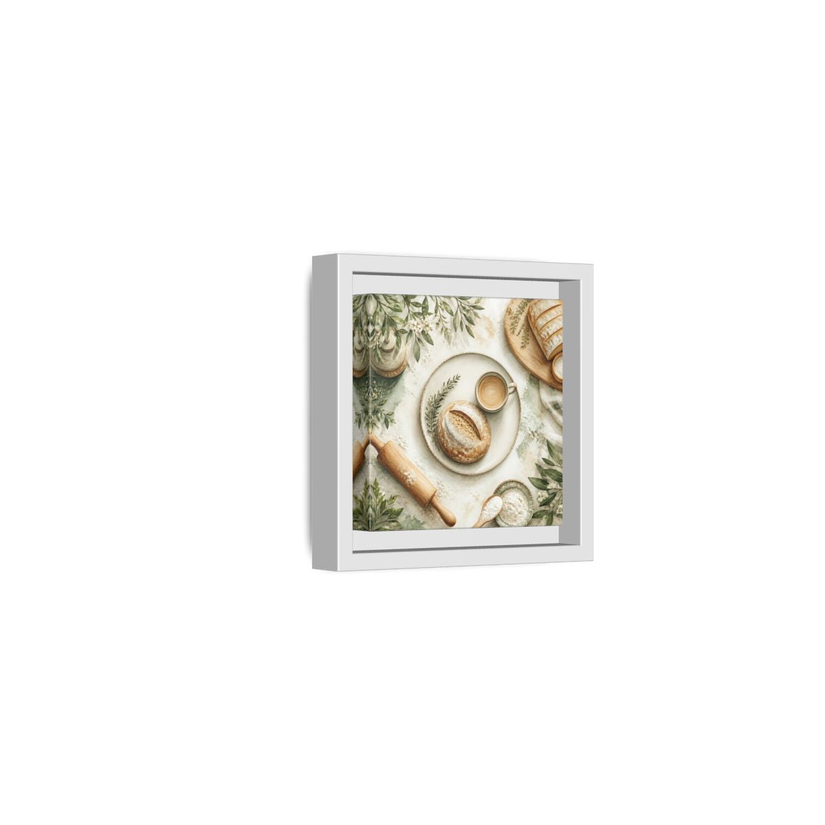 Side Mockup 22. Nature Rustic Bread Green And Brown shown as stretched canvas wall art