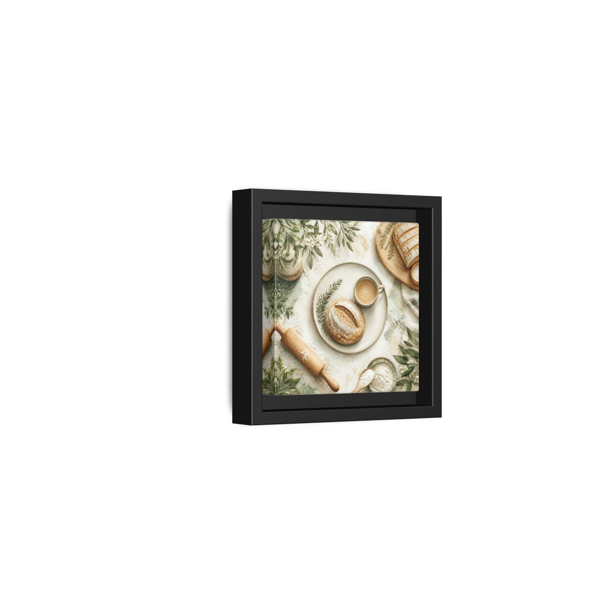 Side Mockup 24. Nature Rustic Bread Green And Brown shown as stretched canvas wall art