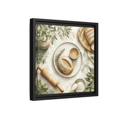 Side Mockup 18. Nature Rustic Bread Green And Brown shown as stretched canvas wall art