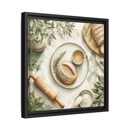 Side Mockup 32. Nature Rustic Bread Green And Brown shown as stretched canvas wall art