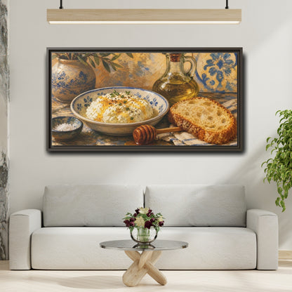Mockup 2. Nature Rustic Food Yellow And Blue Food shown as framed canvas print