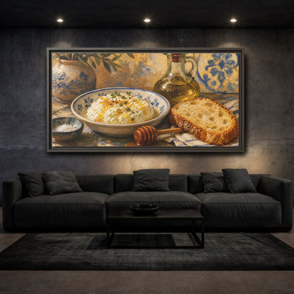 Mockup 3. Nature Rustic Food Yellow And Blue Food shown as framed canvas print