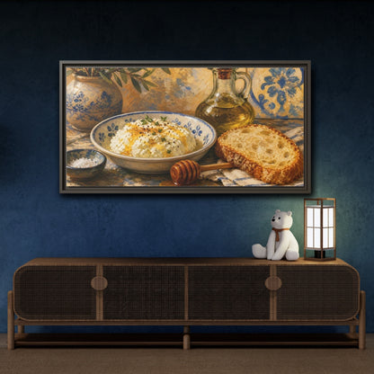 Mockup 4. Nature Rustic Food Yellow And Blue Food shown as framed canvas print
