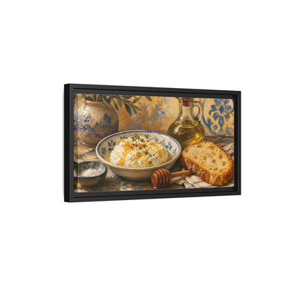 Side Mockup 8. Nature Rustic Food Yellow And Blue Food shown as framed canvas print