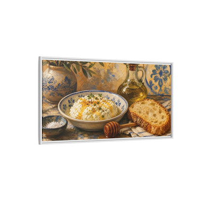 Side Mockup 3. Nature Rustic Food Yellow And Blue Food shown as framed canvas print