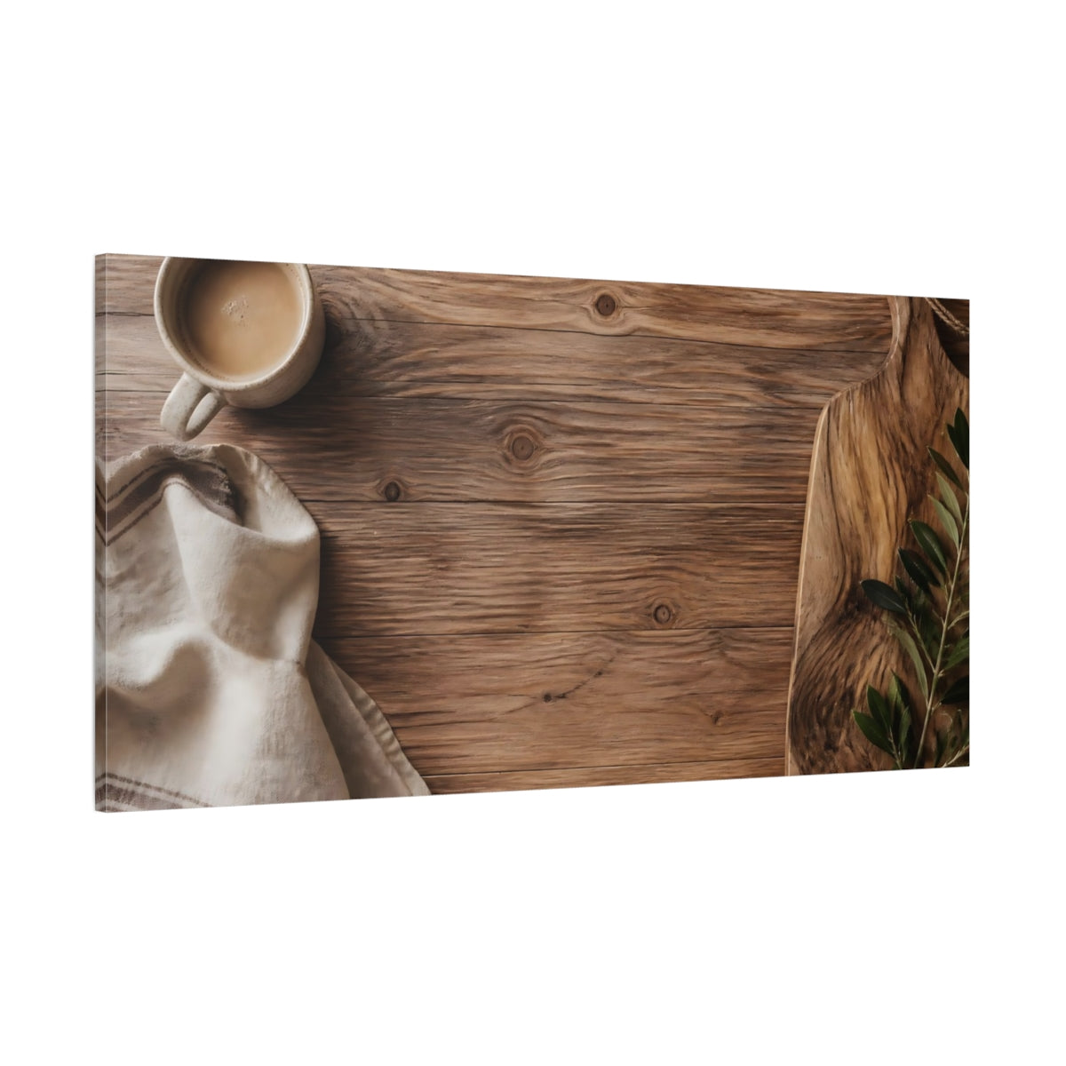 Side Mockup 2. Nature Rustic Tabletop Brown And Natural shown as canvas print