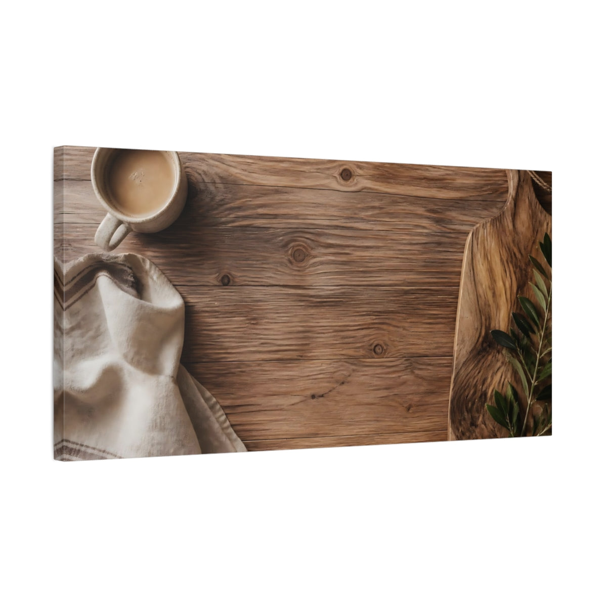 Side Mockup 1. Nature Rustic Tabletop Brown And Natural shown as canvas print