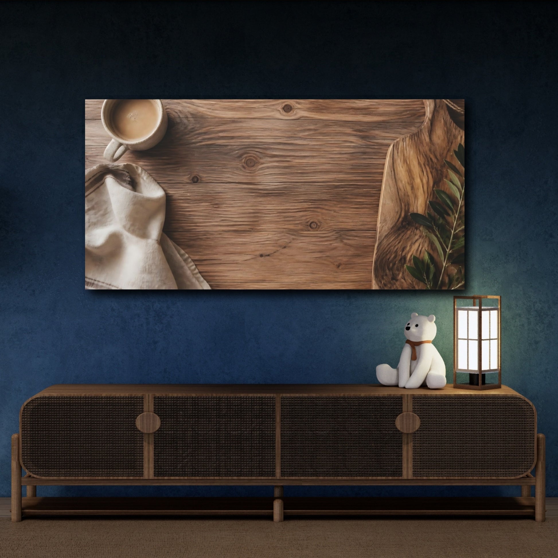Mockup 4. Nature Rustic Tabletop Brown And Natural shown as canvas print