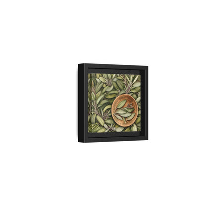 Side Mockup 24. Nature Sage Leaves Green And Brown shown as stretched canvas wall art
