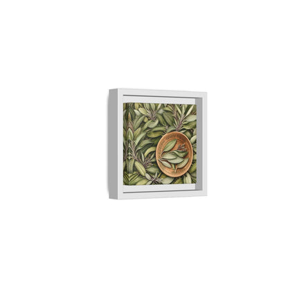Side Mockup 22. Nature Sage Leaves Green And Brown shown as stretched canvas wall art