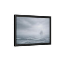 Side Mockup 6. Nature Sailing Ship Gray And White shown as stretched canvas wall art