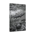 Side Mockup 4. Nature Salmon Monochrome Salmon shown as stretched canvas wall art