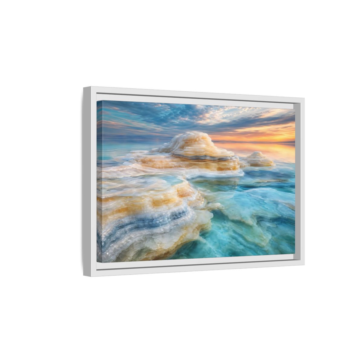 Side Mockup 4. Nature Salt Formations Coastal Salt Formations shown as stretched canvas wall art