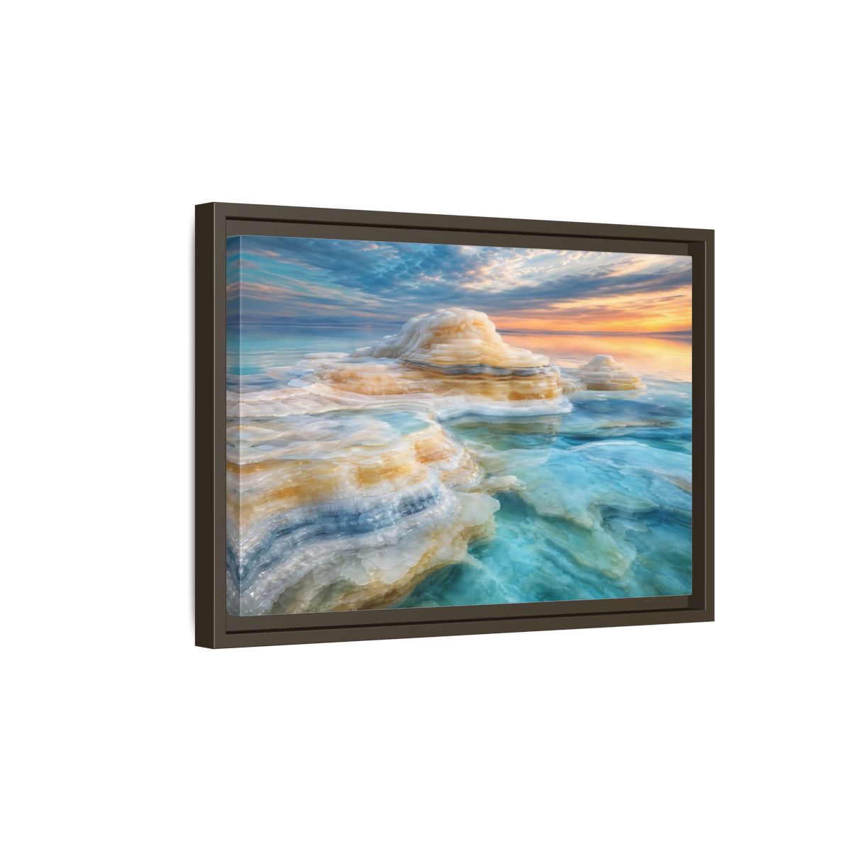 Side Mockup 5. Nature Salt Formations Coastal Salt Formations shown as stretched canvas wall art