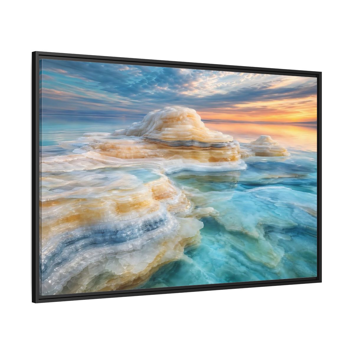 Side Mockup 12. Nature Salt Formations Coastal Salt Formations shown as stretched canvas wall art