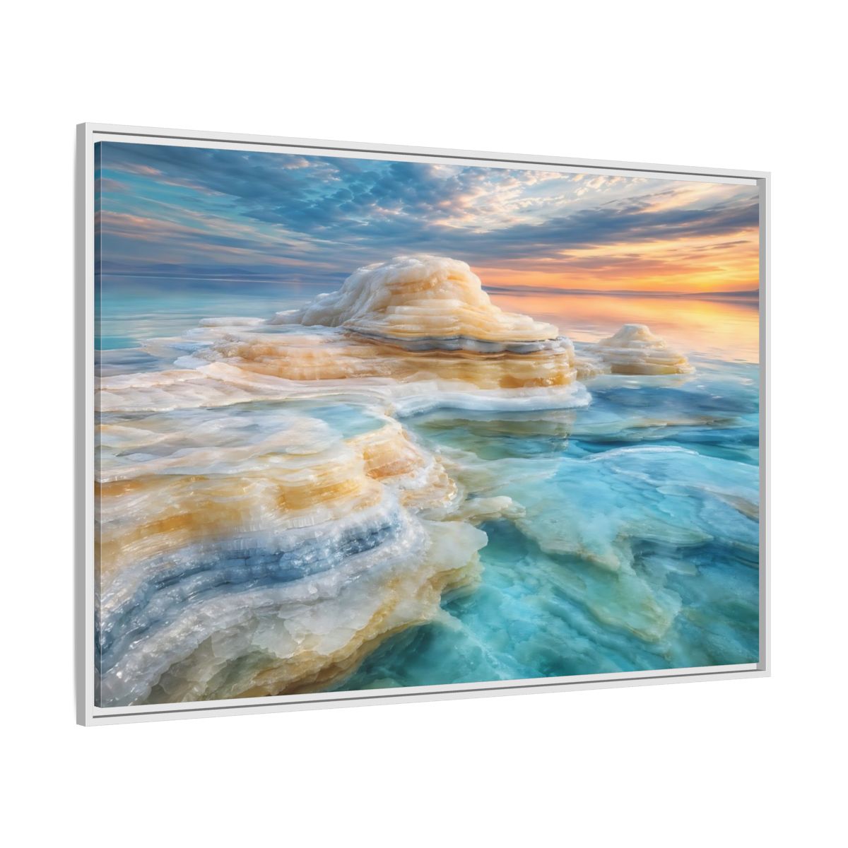 Side Mockup 7. Nature Salt Formations Coastal Salt Formations shown as stretched canvas wall art