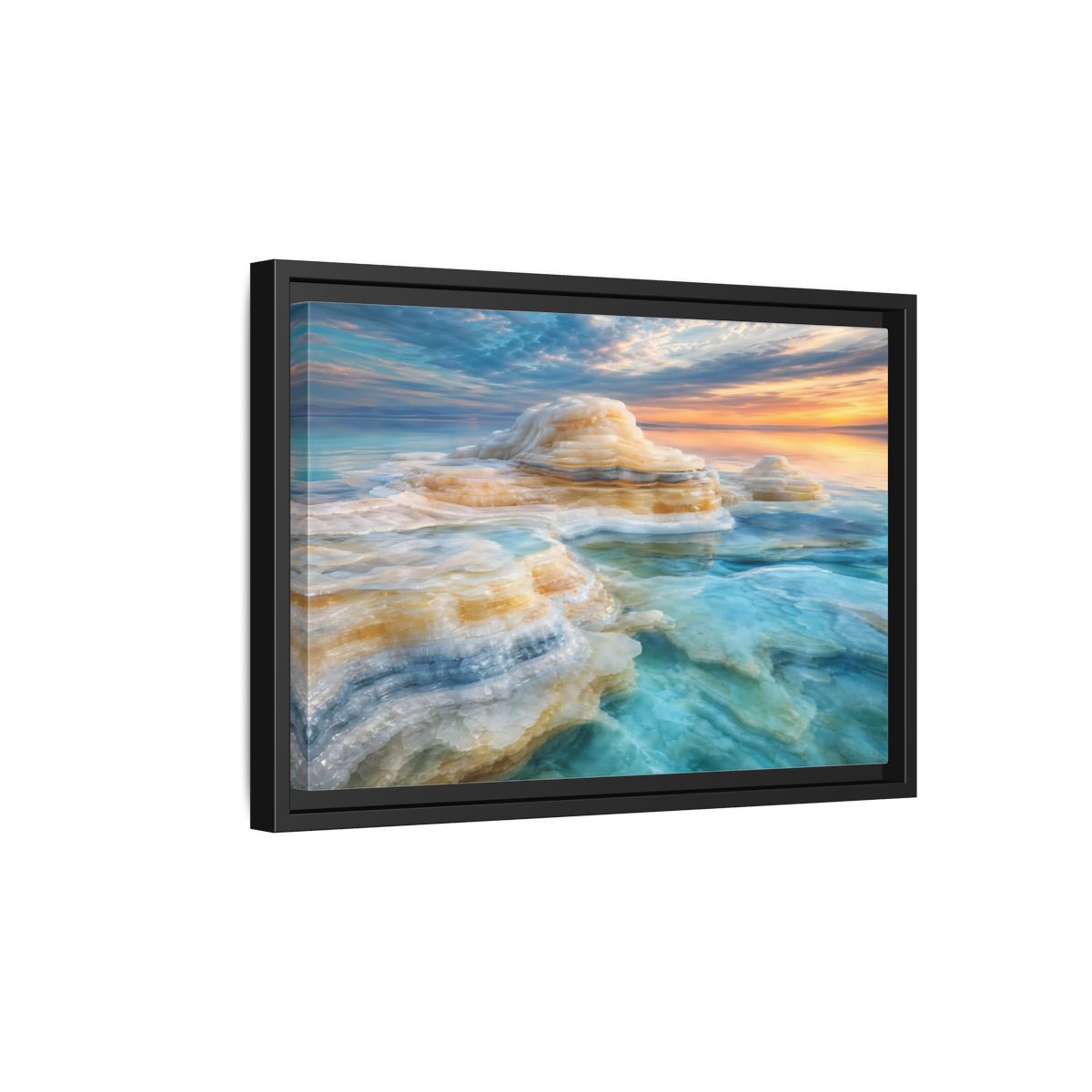 Side Mockup 6. Nature Salt Formations Coastal Salt Formations shown as stretched canvas wall art