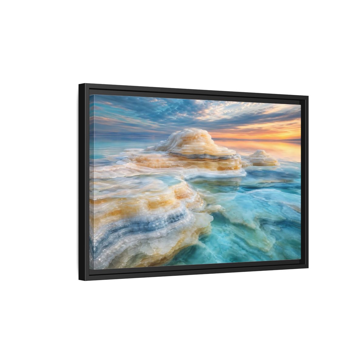 Side Mockup 3. Nature Salt Formations Coastal Salt Formations shown as stretched canvas wall art