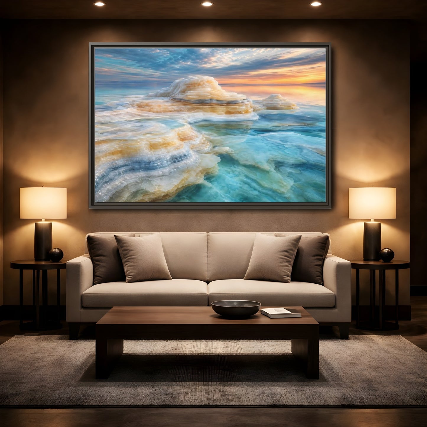 Mockup 2. Nature Salt Formations Coastal Salt Formations shown as stretched canvas wall art