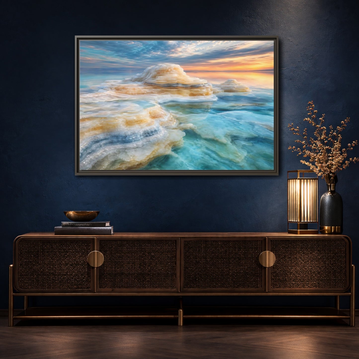 Mockup 4. Nature Salt Formations Coastal Salt Formations shown as stretched canvas wall art