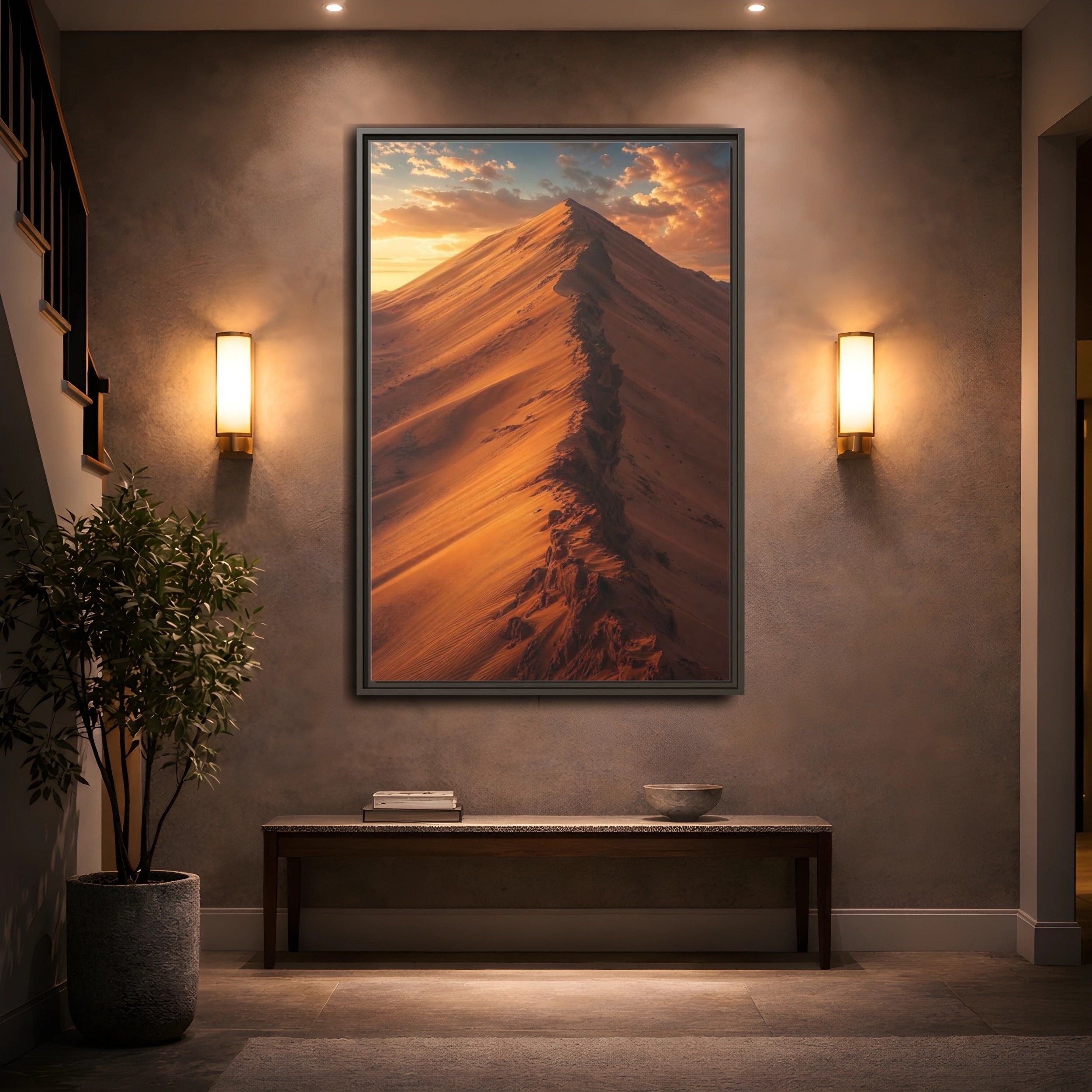 Mockup 2. Nature Sand Dune Golden Dune shown as stretched canvas wall art