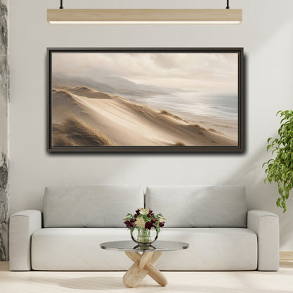 Mockup 2. Nature Sand Dunes Beige Coastal Dunes shown as stretched canvas wall art