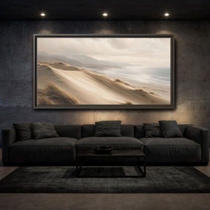 Mockup 3. Nature Sand Dunes Beige Coastal Dunes shown as stretched canvas wall art