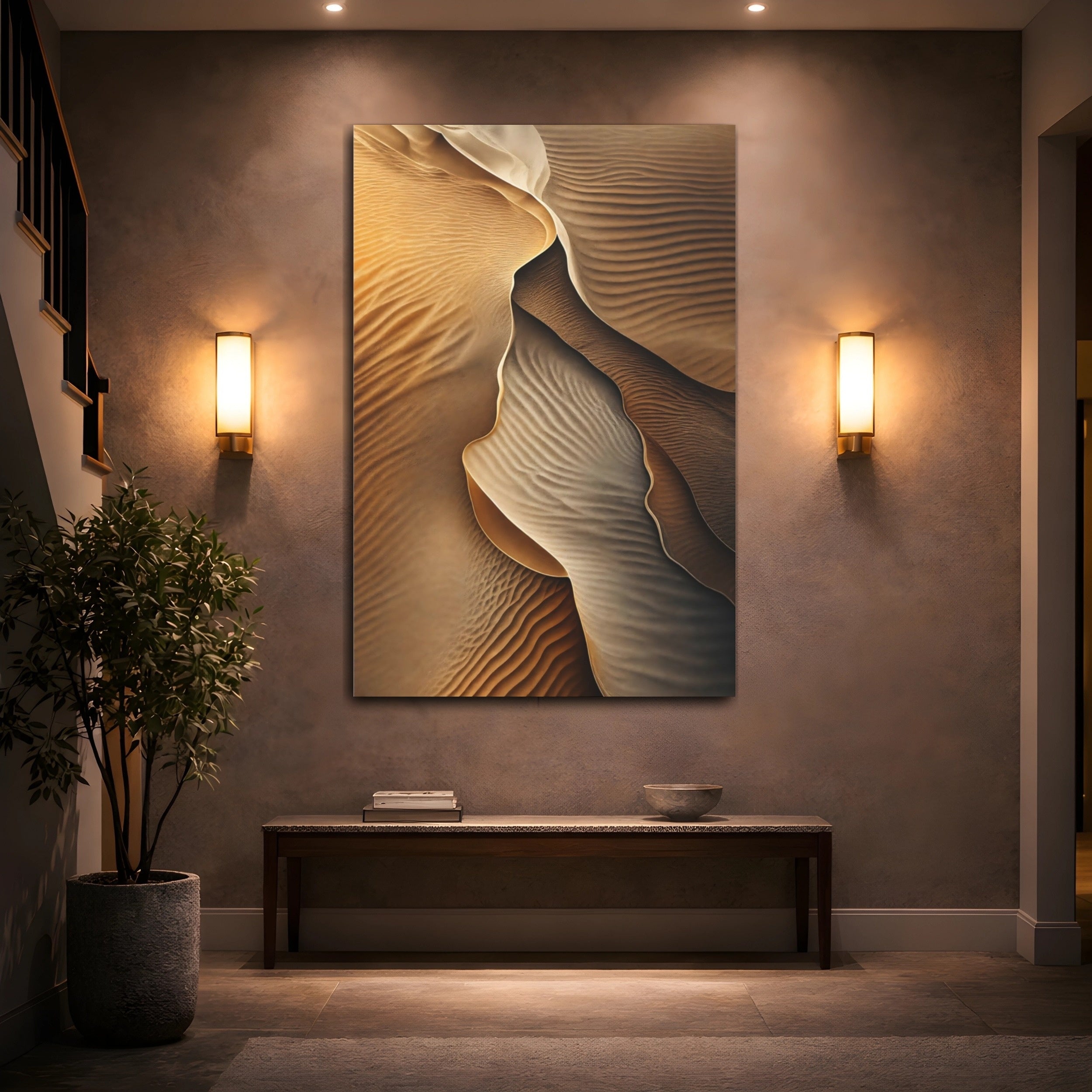Mockup 2. Nature Sand Dunes Desert Sand Dunes shown as stretched canvas wall art