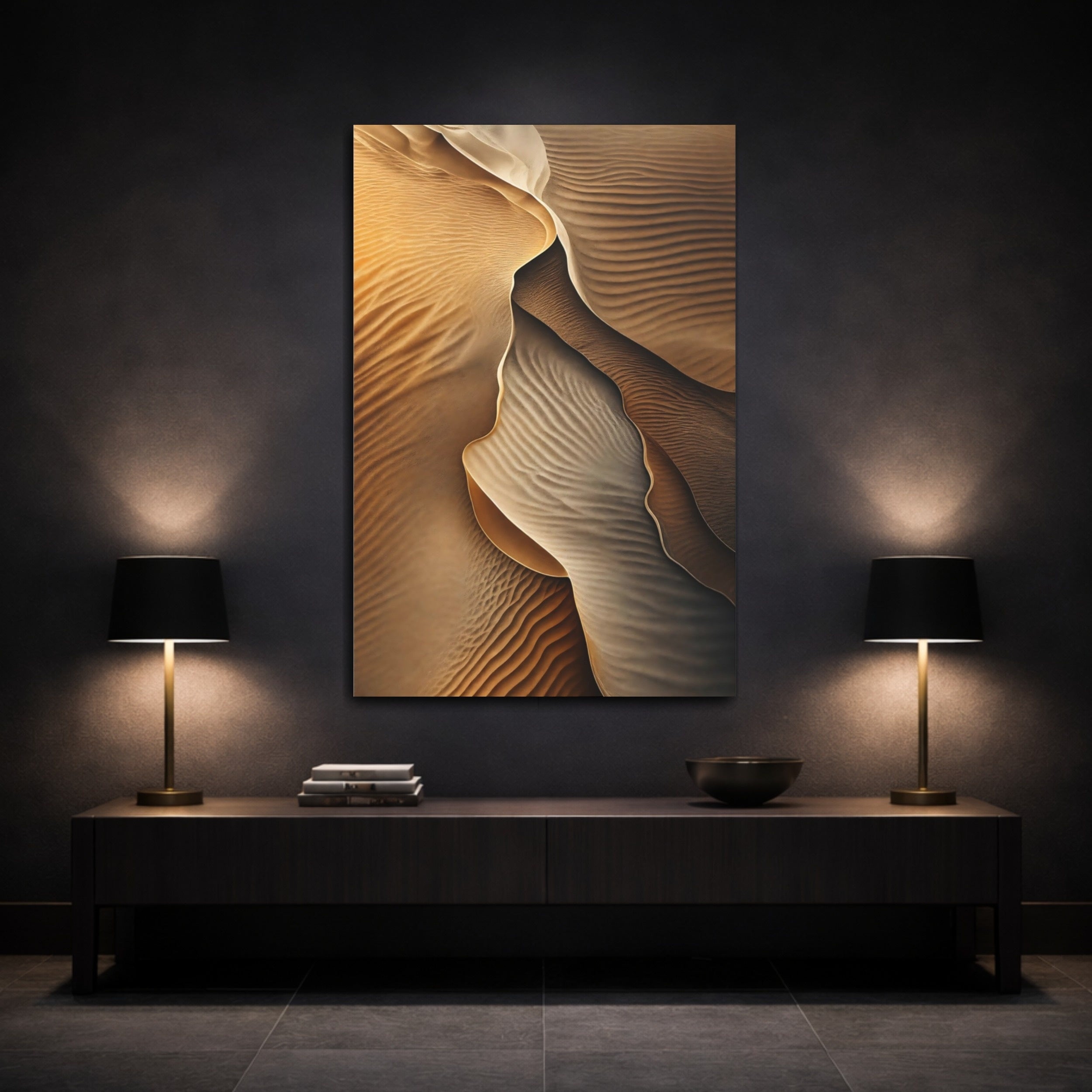 Mockup 3. Nature Sand Dunes Desert Sand Dunes shown as stretched canvas wall art