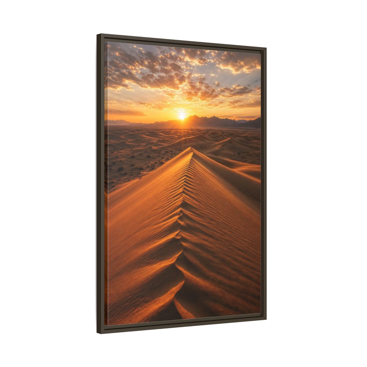 Main Mockup. Nature Sand Dunes Desert Sunset Orange shown as stretched canvas wall art