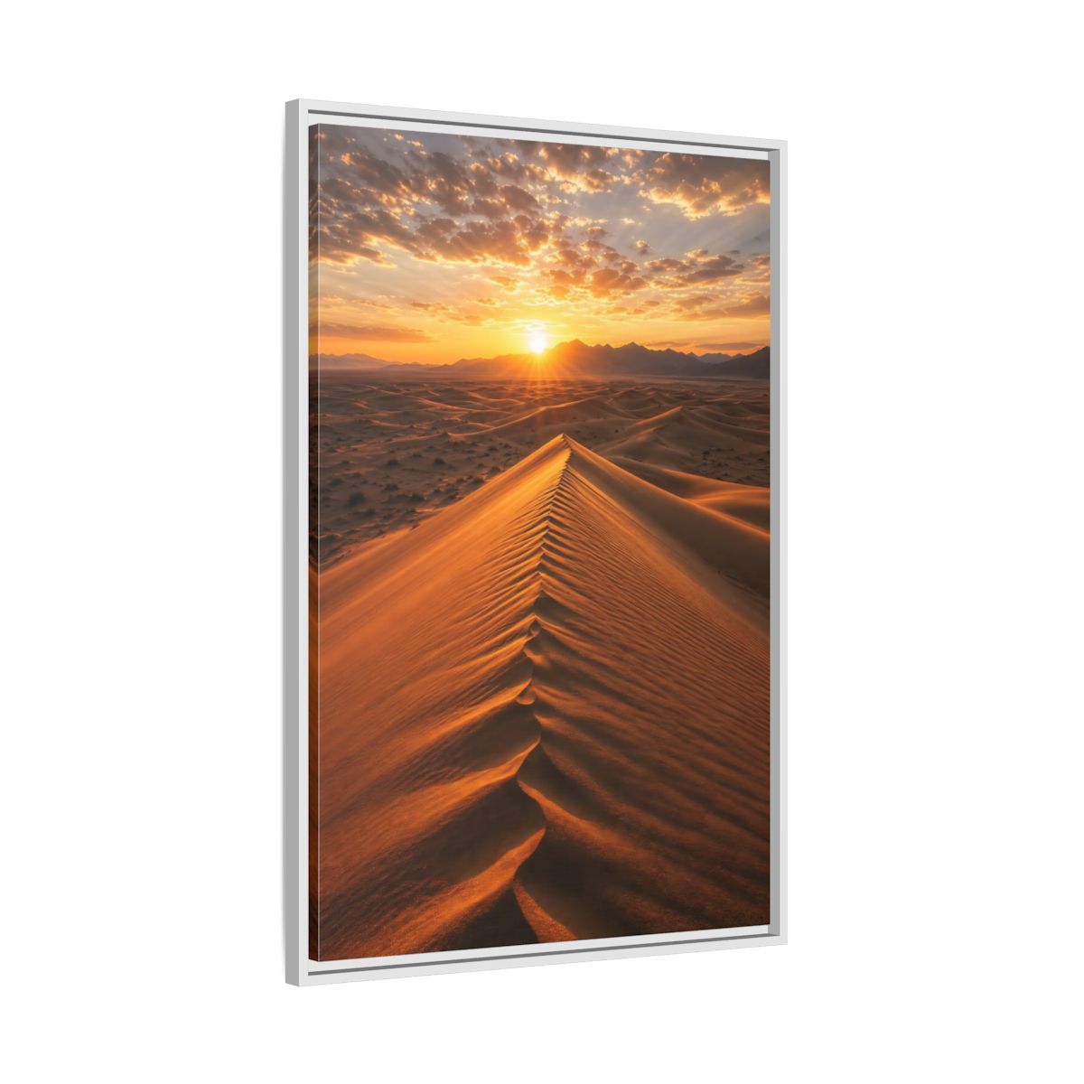 Side Mockup 9. Nature Sand Dunes Desert Sunset Orange shown as stretched canvas wall art