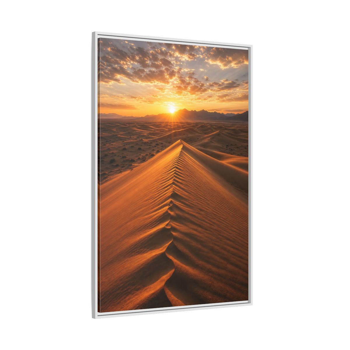 Side Mockup 7. Nature Sand Dunes Desert Sunset Orange shown as stretched canvas wall art