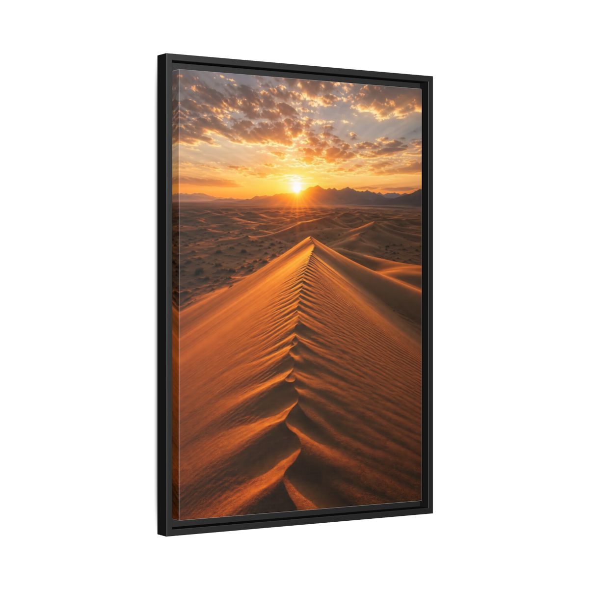 Side Mockup 14. Nature Sand Dunes Desert Sunset Orange shown as stretched canvas wall art