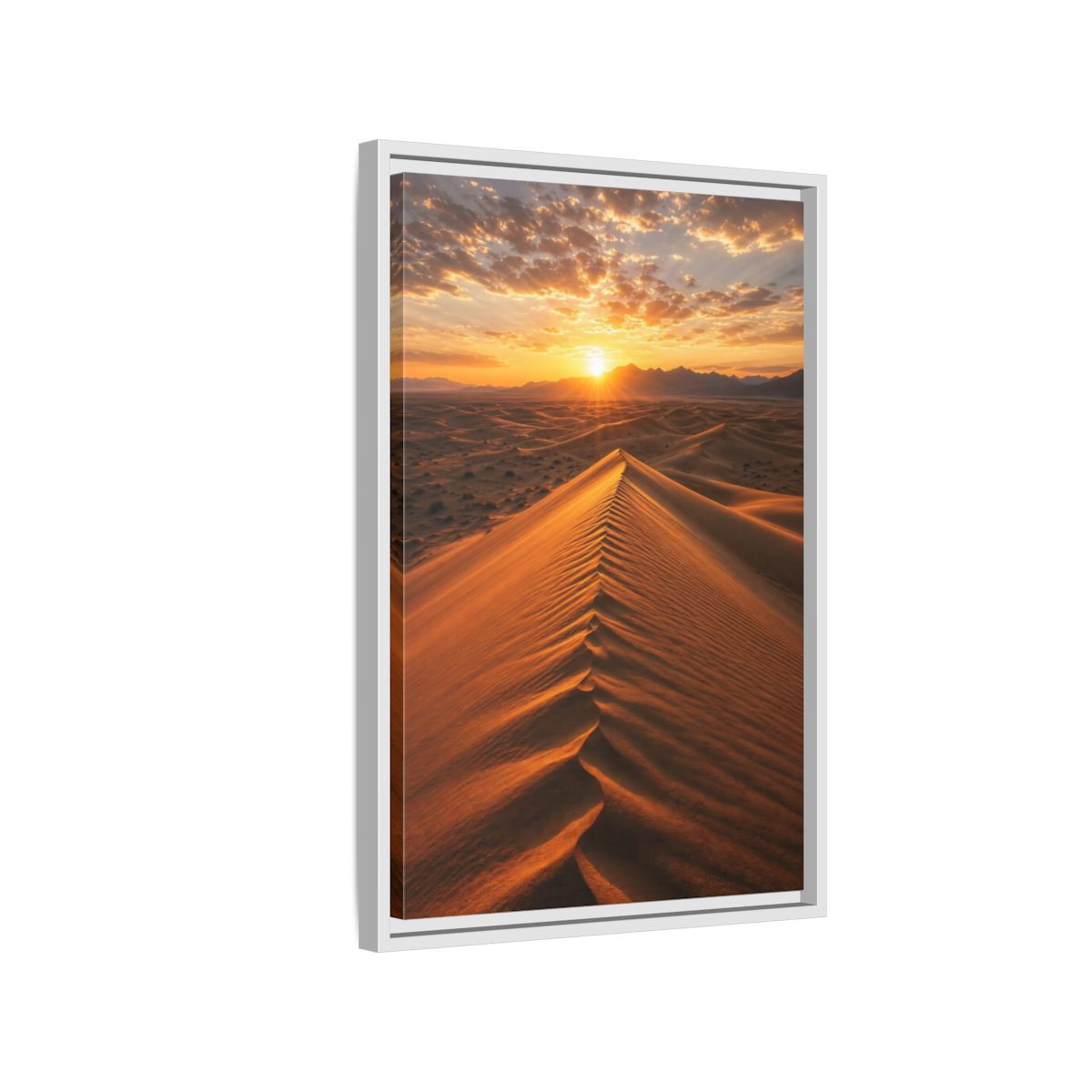 Side Mockup 1. Nature Sand Dunes Desert Sunset Orange shown as stretched canvas wall art