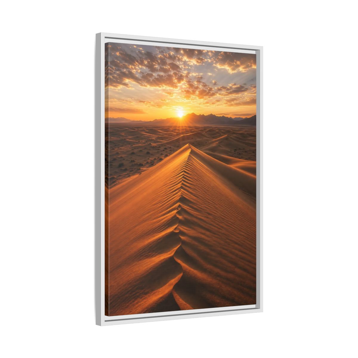 Side Mockup 10. Nature Sand Dunes Desert Sunset Orange shown as stretched canvas wall art