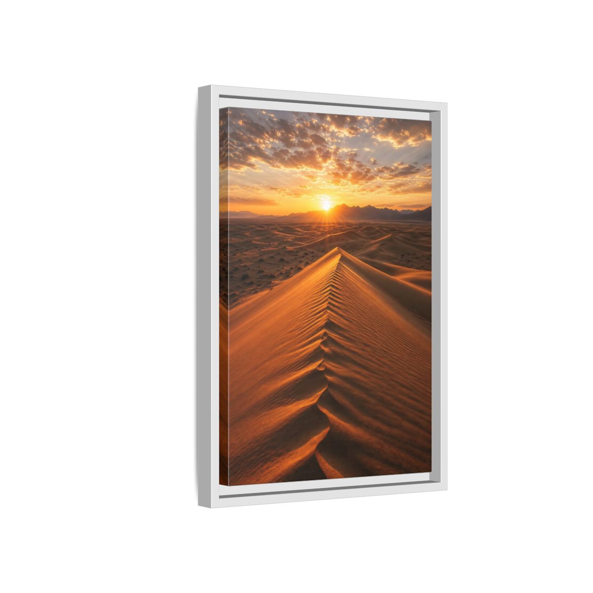 Side Mockup 4. Nature Sand Dunes Desert Sunset Orange shown as stretched canvas wall art