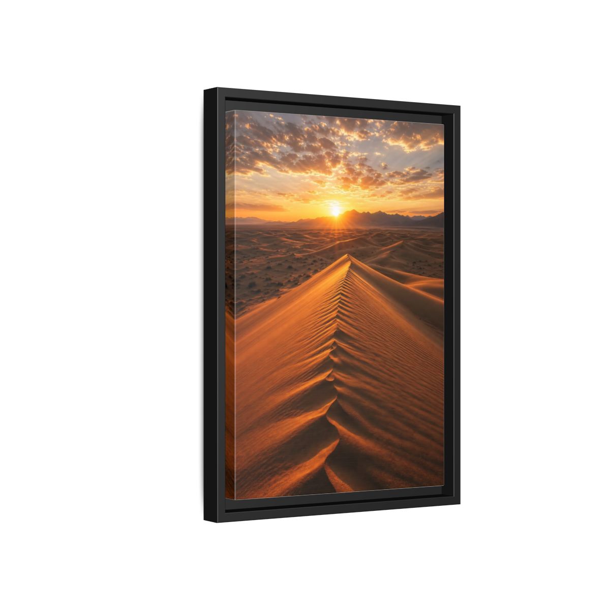 Side Mockup 6. Nature Sand Dunes Desert Sunset Orange shown as stretched canvas wall art