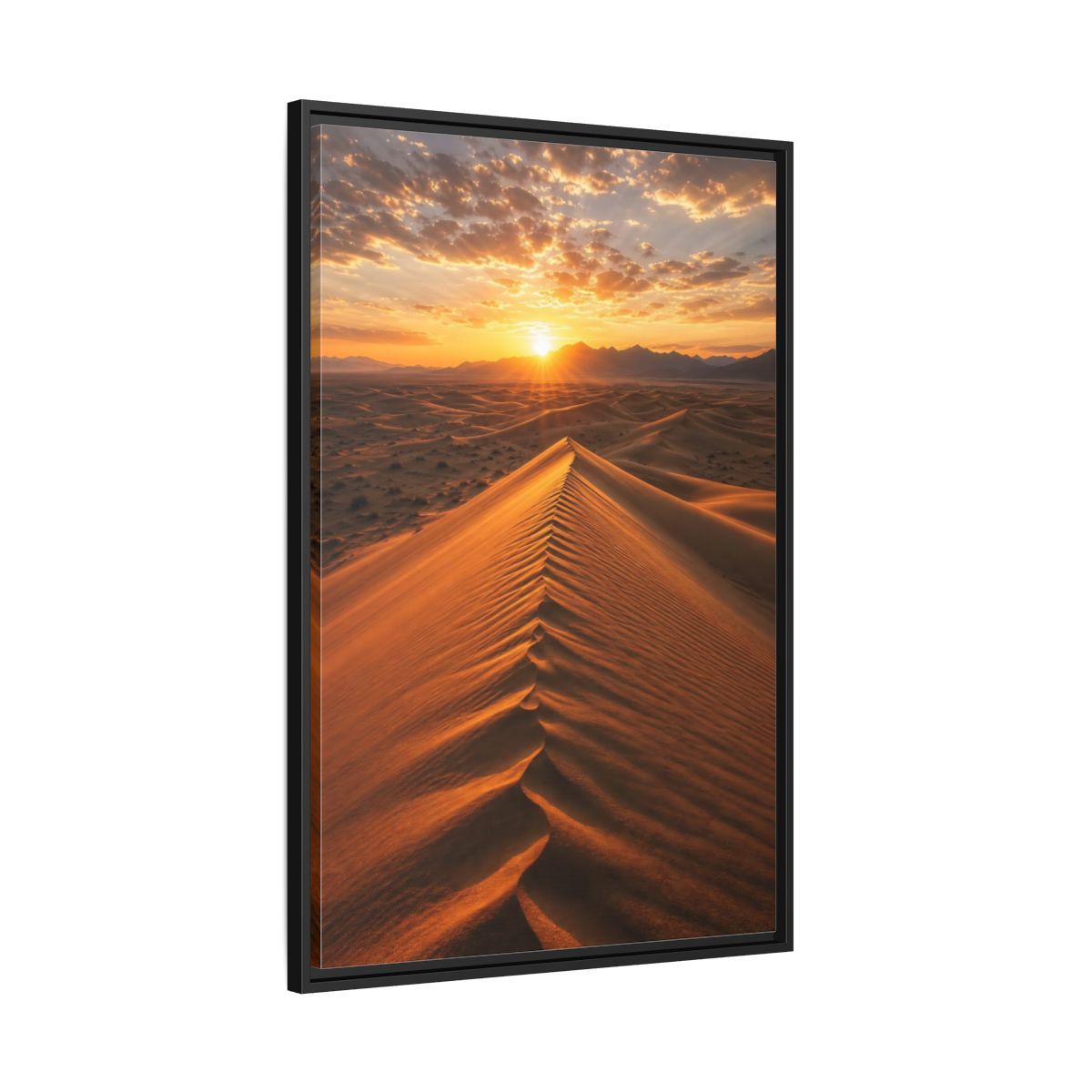 Side Mockup 13. Nature Sand Dunes Desert Sunset Orange shown as stretched canvas wall art