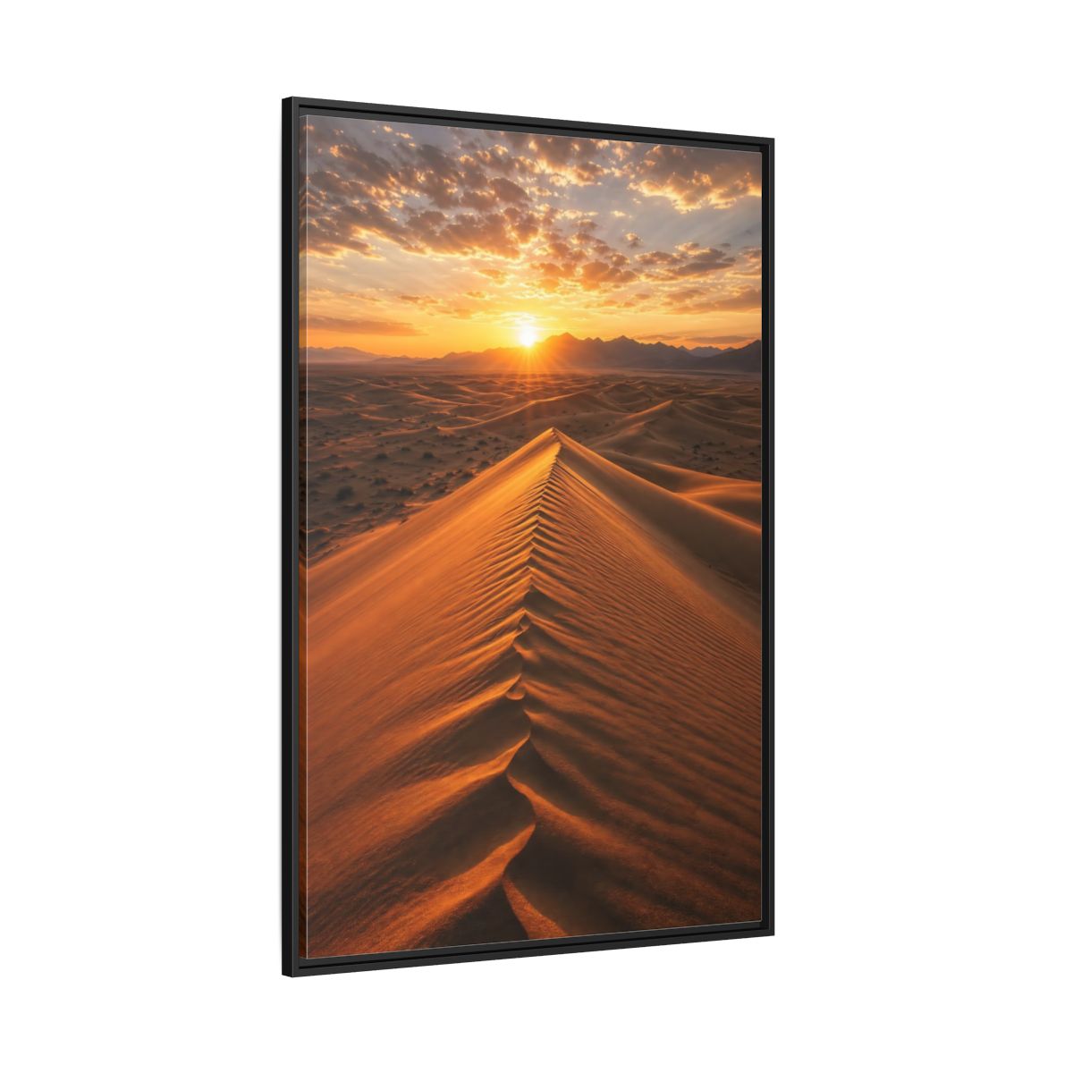Side Mockup 12. Nature Sand Dunes Desert Sunset Orange shown as stretched canvas wall art