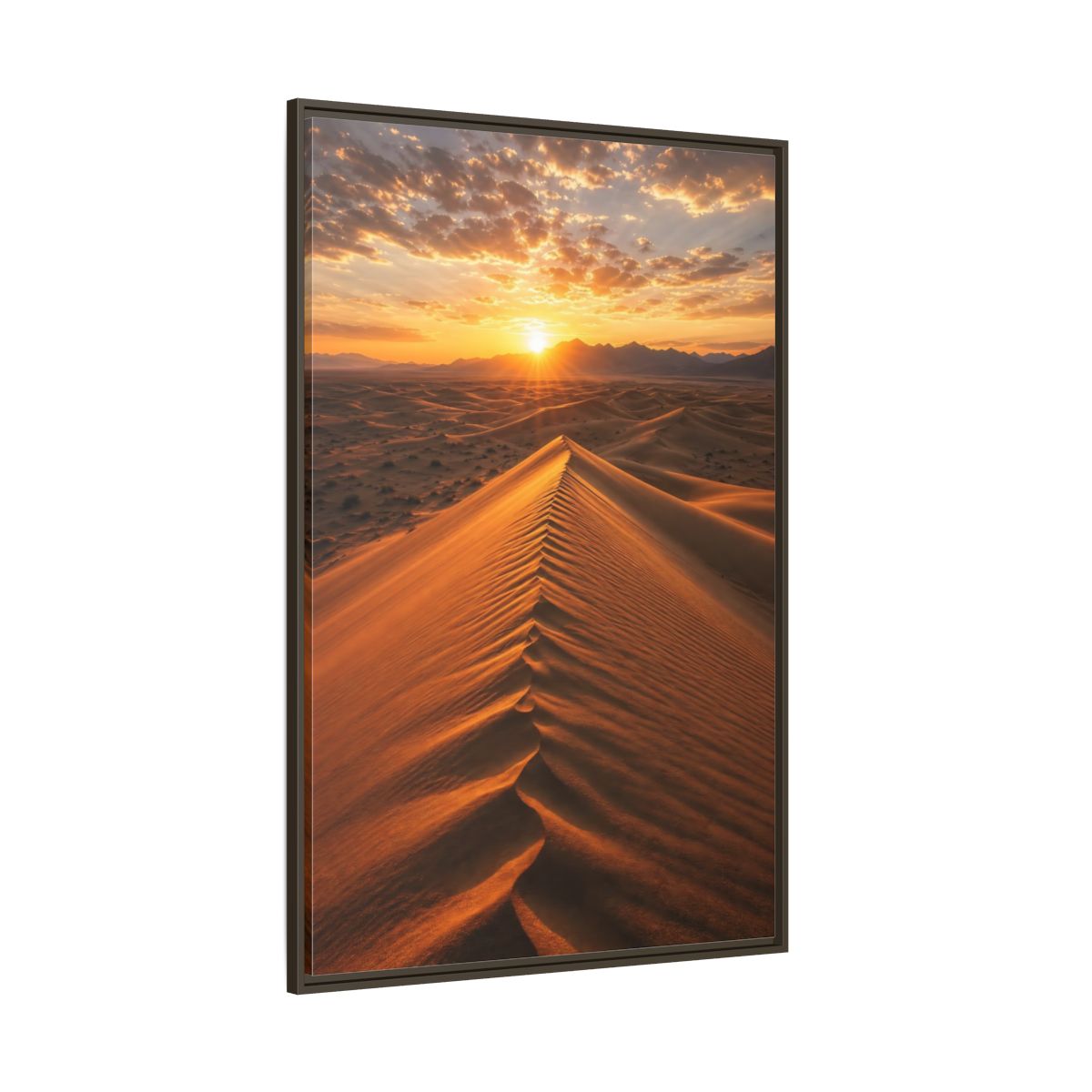 Side Mockup 8. Nature Sand Dunes Desert Sunset Orange shown as stretched canvas wall art