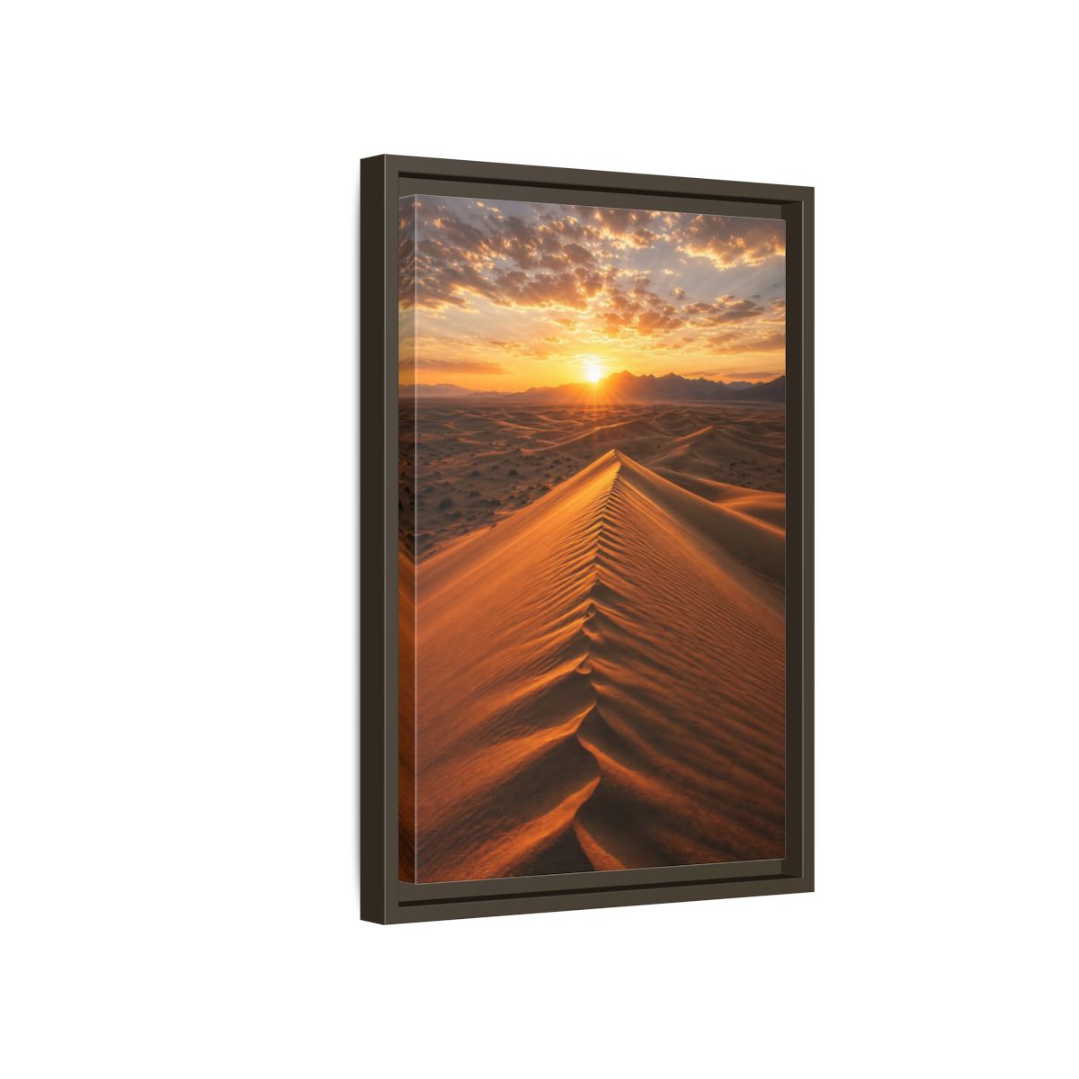 Side Mockup 5. Nature Sand Dunes Desert Sunset Orange shown as stretched canvas wall art