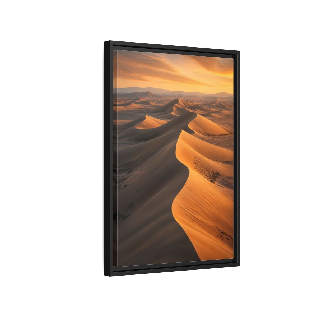 Side Mockup 3. Nature Sand Dunes Golden Desert shown as stretched canvas wall art