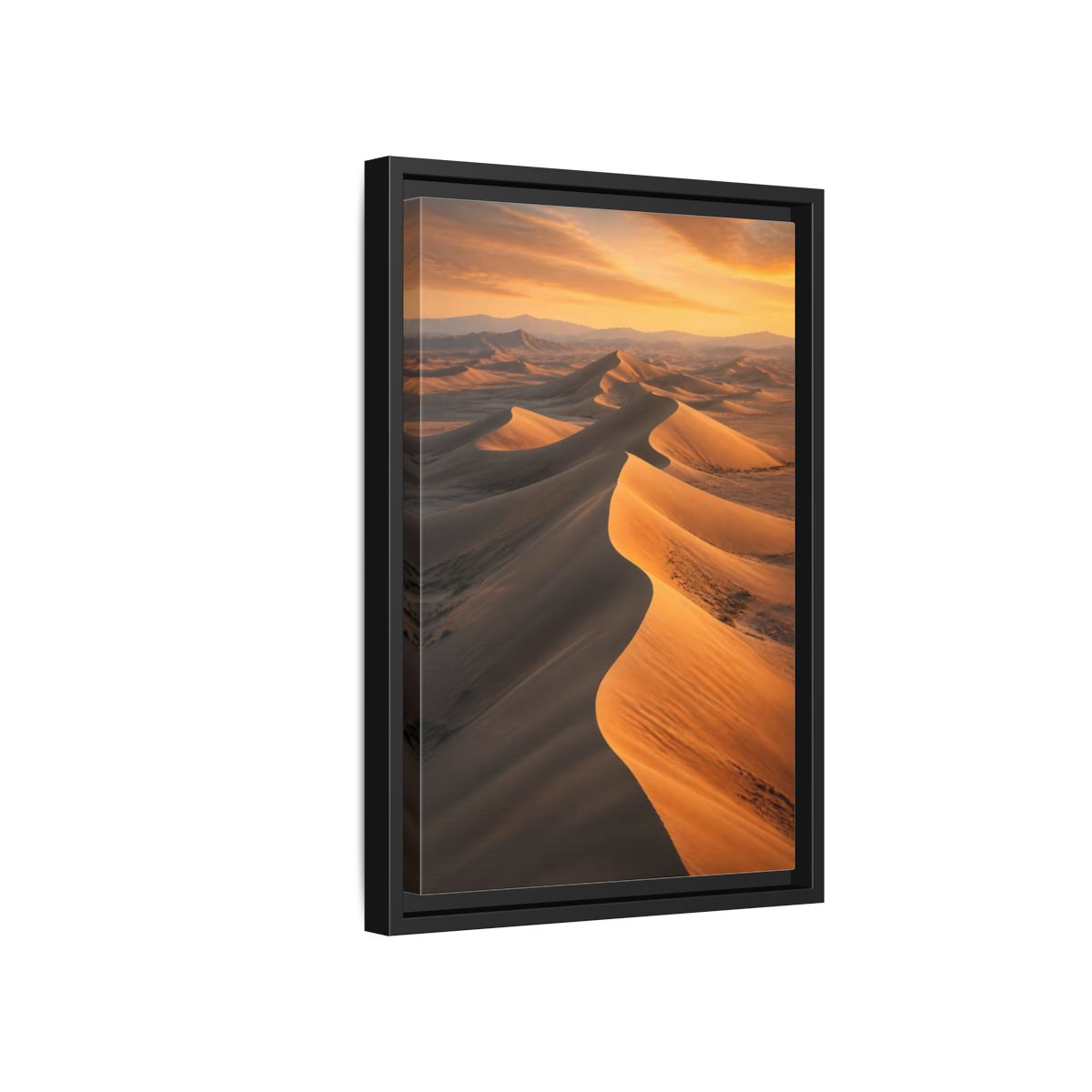 Side Mockup 6. Nature Sand Dunes Golden Desert shown as stretched canvas wall art
