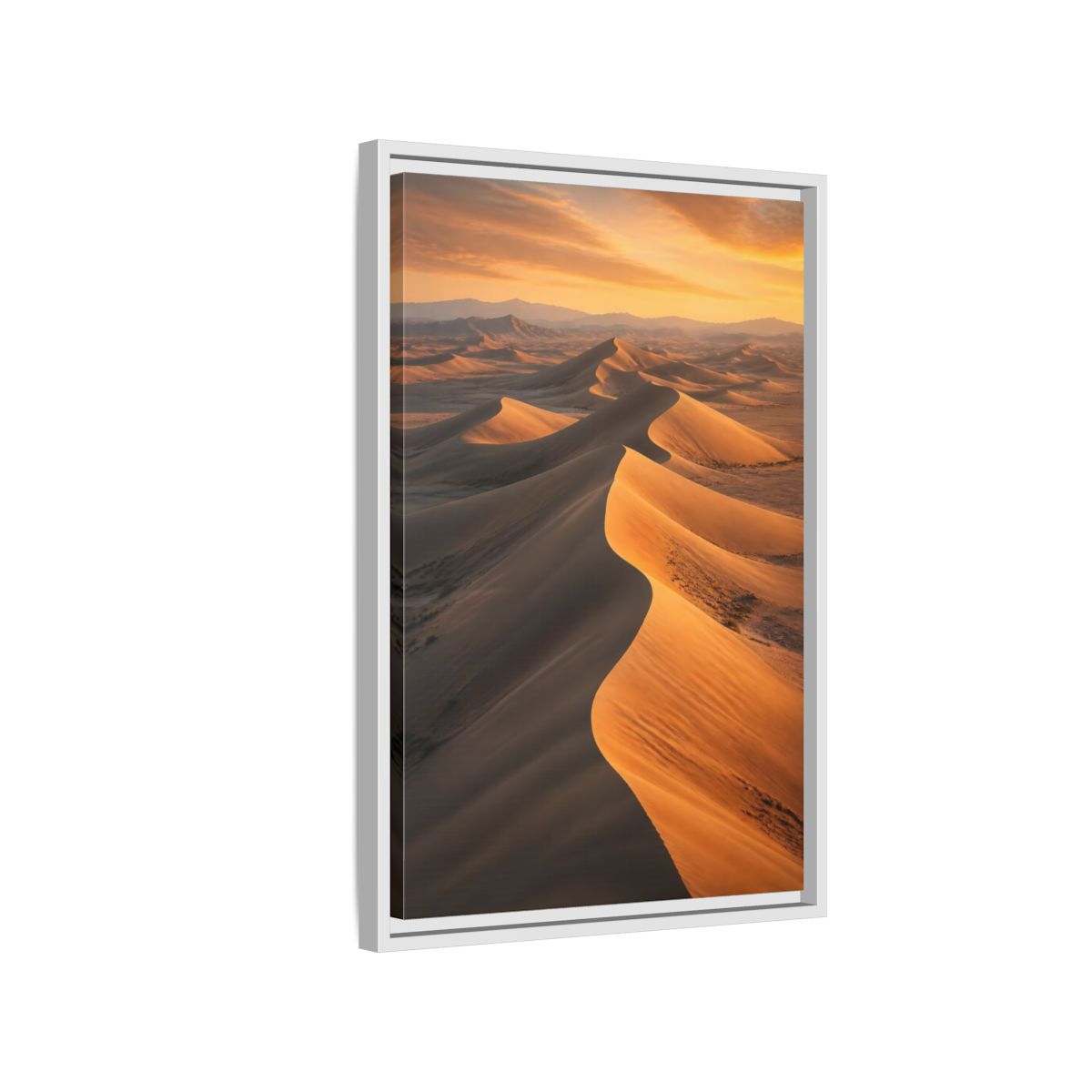 Side Mockup 1. Nature Sand Dunes Golden Desert shown as stretched canvas wall art