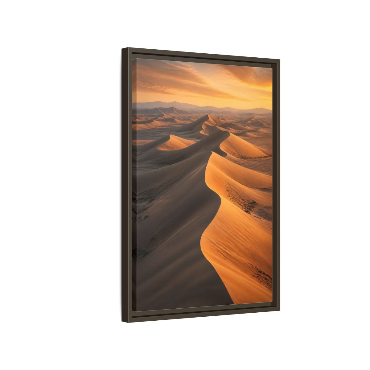 Side Mockup 2. Nature Sand Dunes Golden Desert shown as stretched canvas wall art