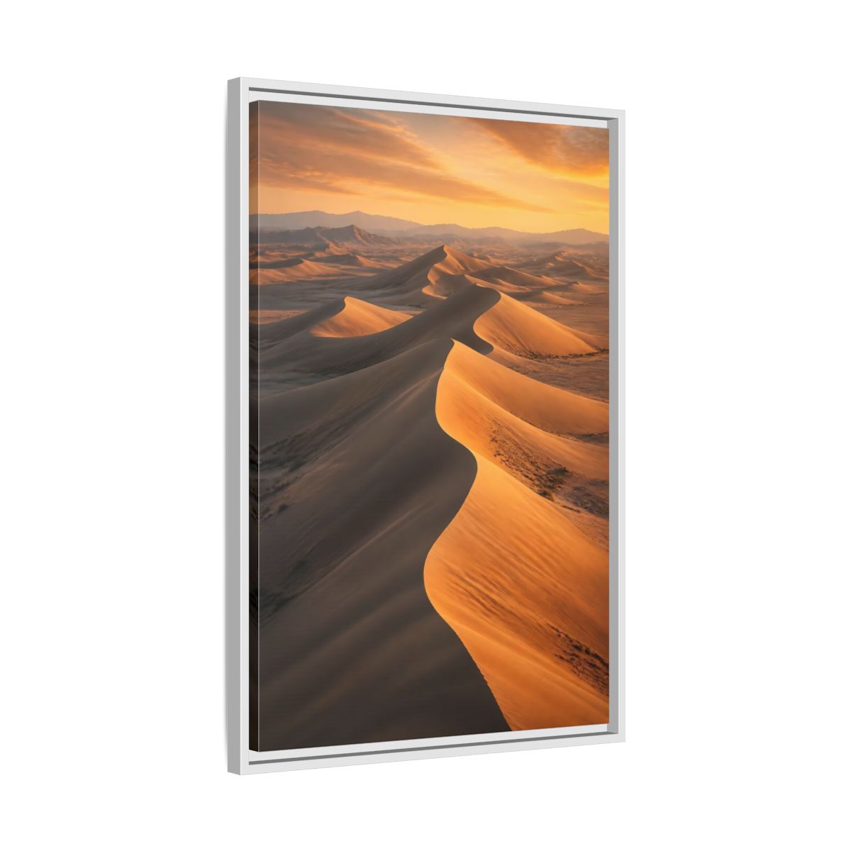 Side Mockup 10. Nature Sand Dunes Golden Desert shown as stretched canvas wall art