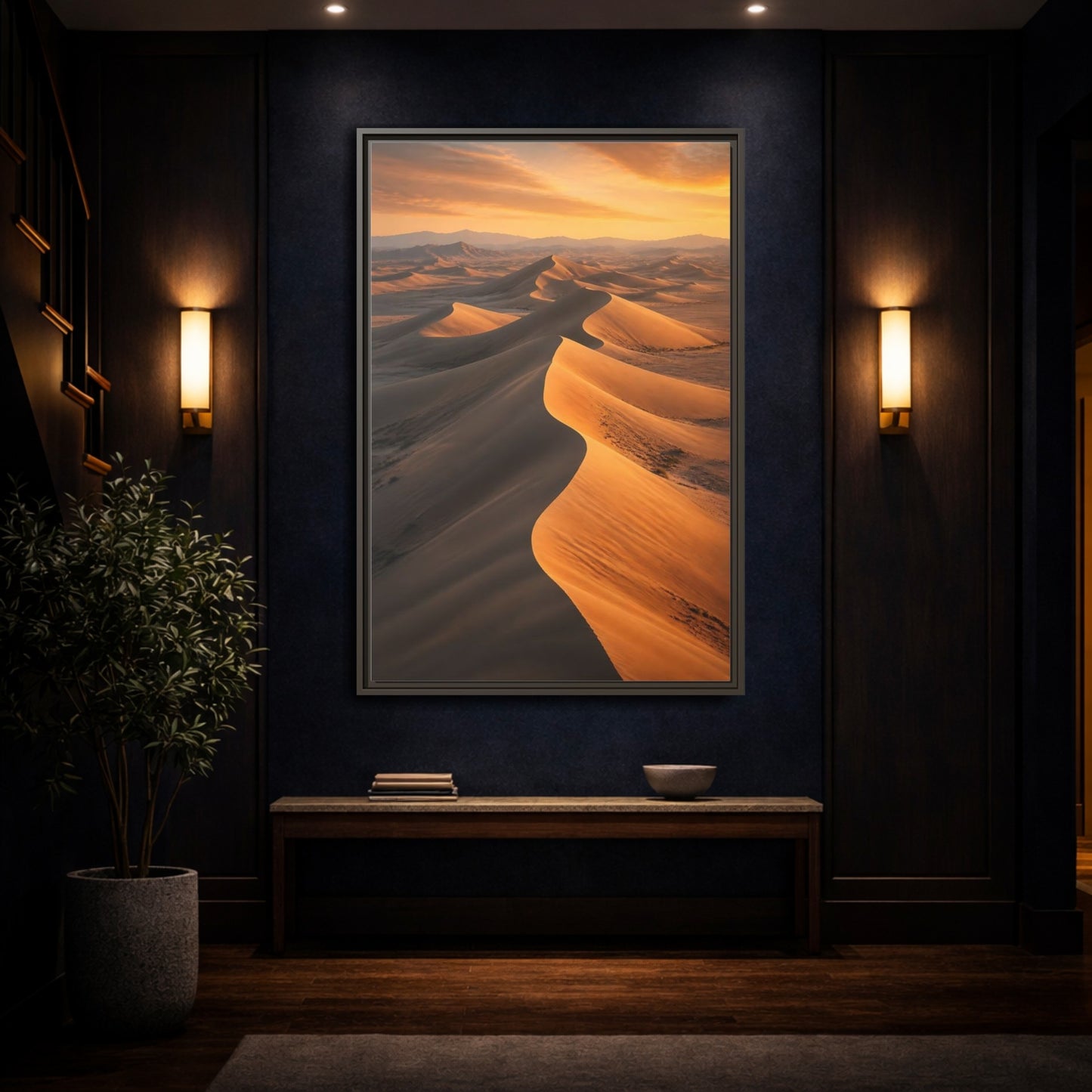 Mockup 4. Nature Sand Dunes Golden Desert shown as stretched canvas wall art