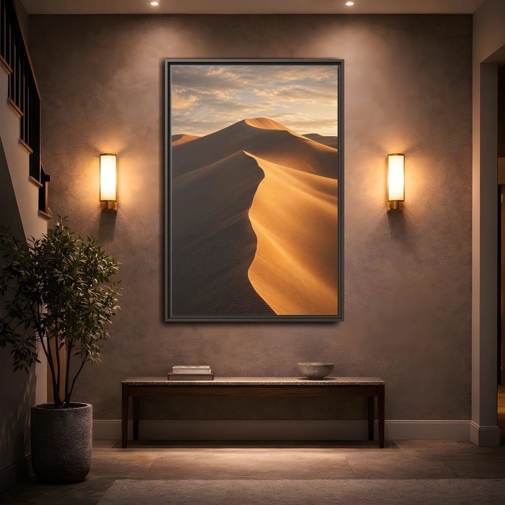 Mockup 2. Nature Sand Dunes Golden Dunes shown as stretched canvas wall art